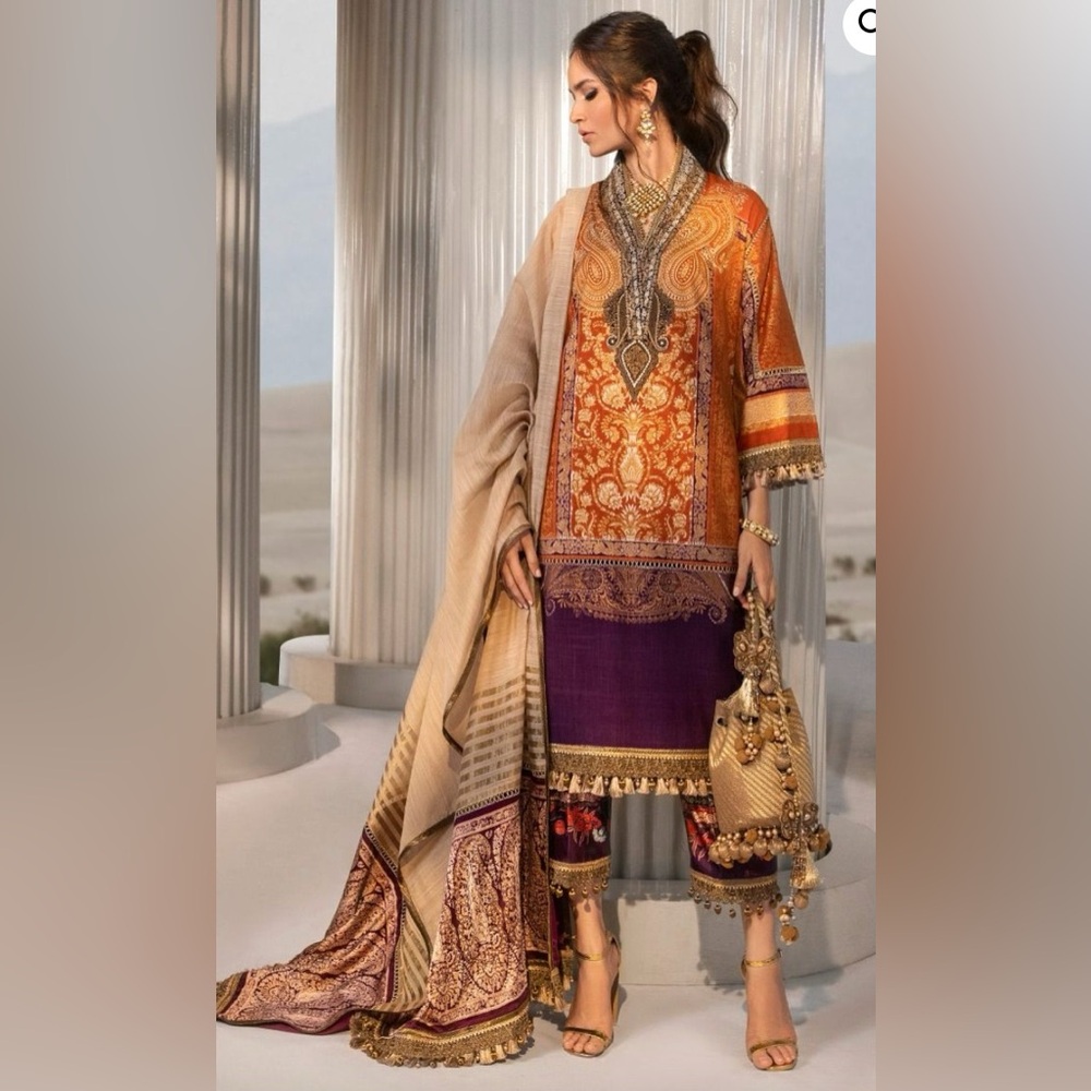 Sana Safinaz 3-pc orange/purple shalwar kameez